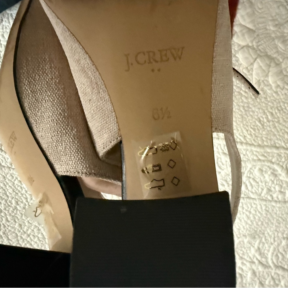 J. Crew Black and Cream Heeled Slingbacks - Picture 2 of 5